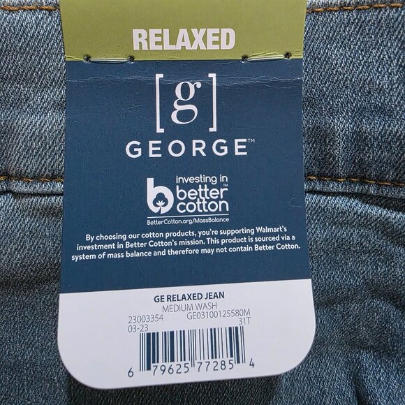 George Relaxed Fit Straight Leg Mens Jean Stretch Denim Size 40x32, 42x30 - Picture 2 of 10